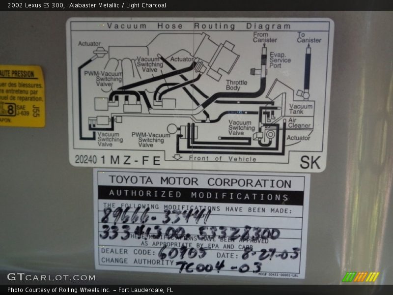 Alabaster Metallic / Light Charcoal 2002 Lexus ES 300