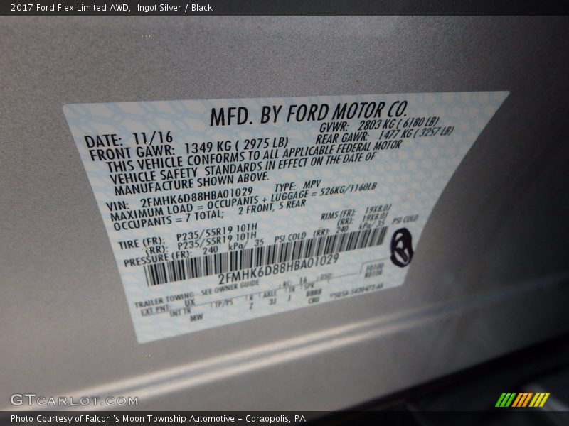 Ingot Silver / Black 2017 Ford Flex Limited AWD