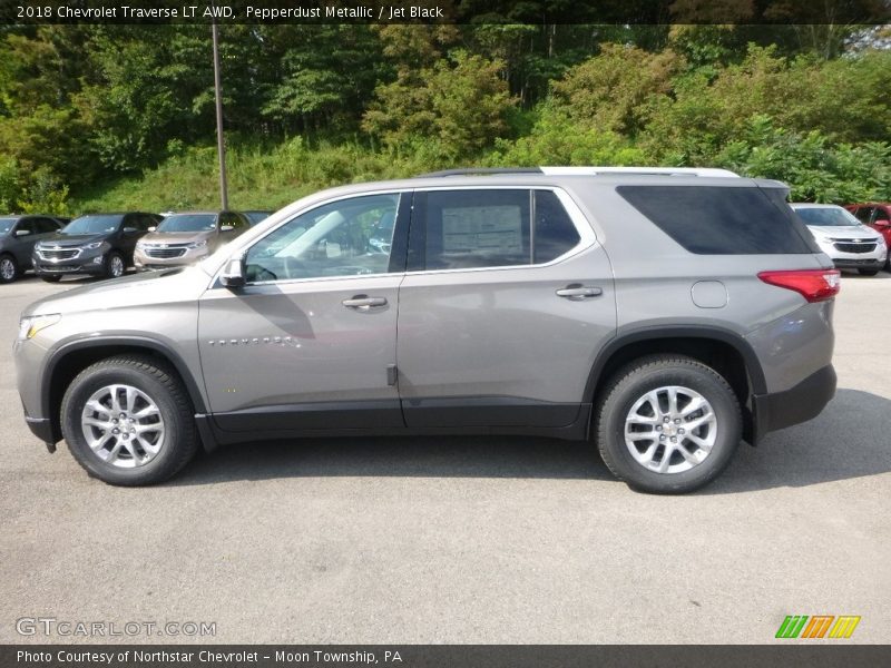 Pepperdust Metallic / Jet Black 2018 Chevrolet Traverse LT AWD