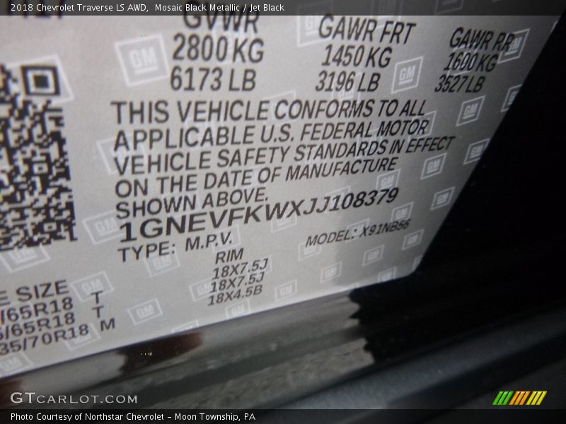 Mosaic Black Metallic / Jet Black 2018 Chevrolet Traverse LS AWD