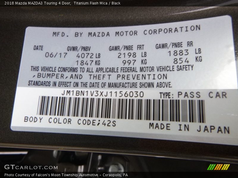 Titanium Flash Mica / Black 2018 Mazda MAZDA3 Touring 4 Door