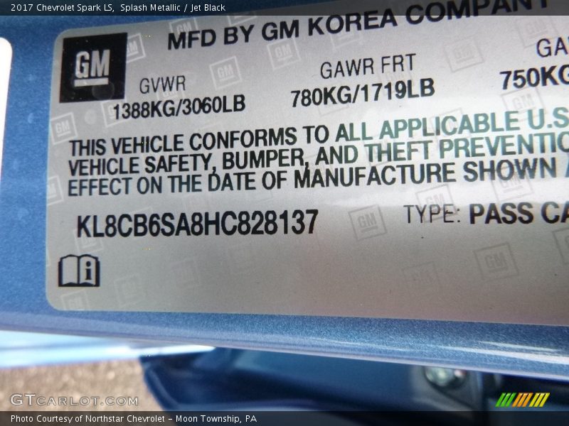 Splash Metallic / Jet Black 2017 Chevrolet Spark LS