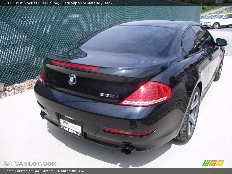 Black Sapphire Metallic / Black 2010 BMW 6 Series 650i Coupe