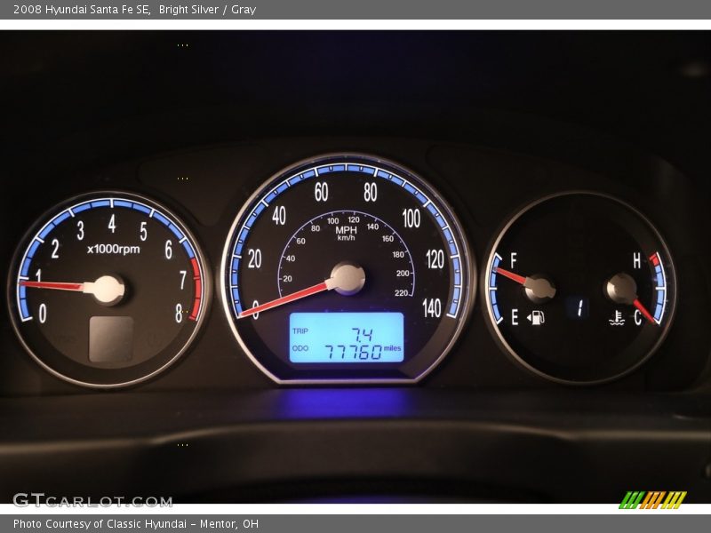 Bright Silver / Gray 2008 Hyundai Santa Fe SE