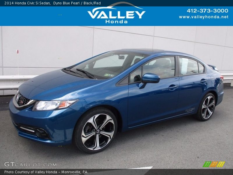 Dyno Blue Pearl / Black/Red 2014 Honda Civic Si Sedan