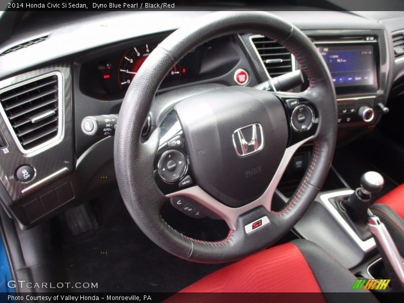 Dyno Blue Pearl / Black/Red 2014 Honda Civic Si Sedan