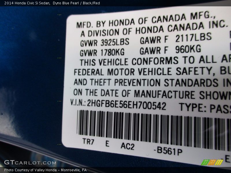 Dyno Blue Pearl / Black/Red 2014 Honda Civic Si Sedan