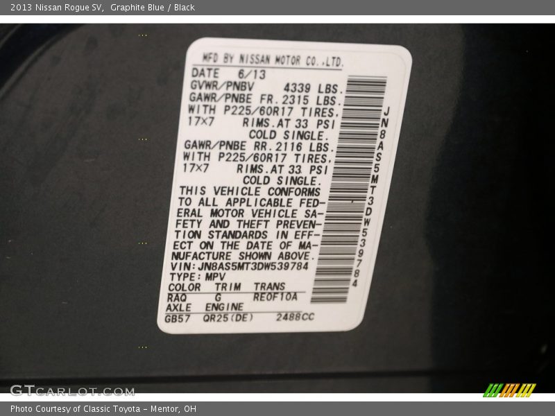 Graphite Blue / Black 2013 Nissan Rogue SV