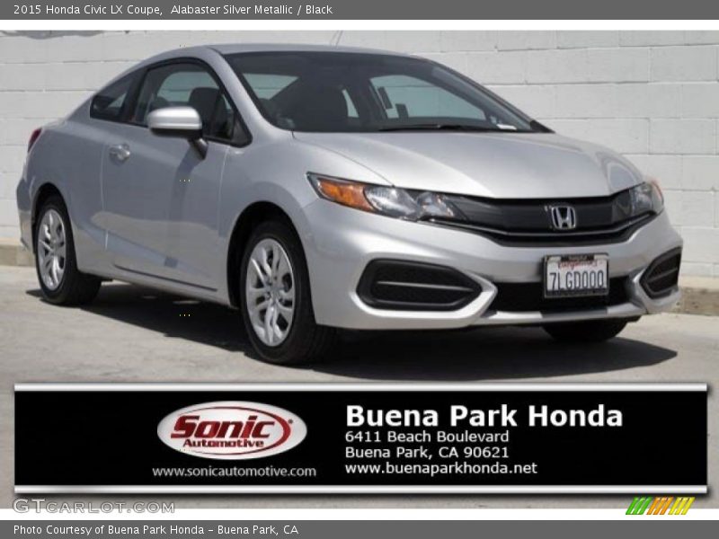 Alabaster Silver Metallic / Black 2015 Honda Civic LX Coupe