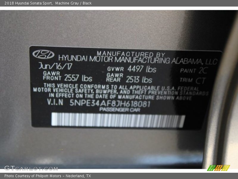 Machine Gray / Black 2018 Hyundai Sonata Sport