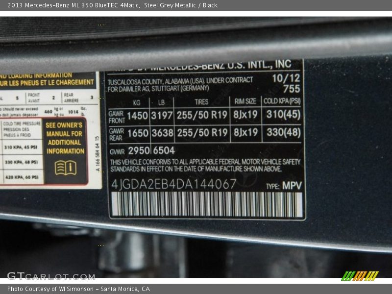 Steel Grey Metallic / Black 2013 Mercedes-Benz ML 350 BlueTEC 4Matic