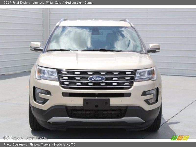 White Gold / Medium Light Camel 2017 Ford Explorer Limited
