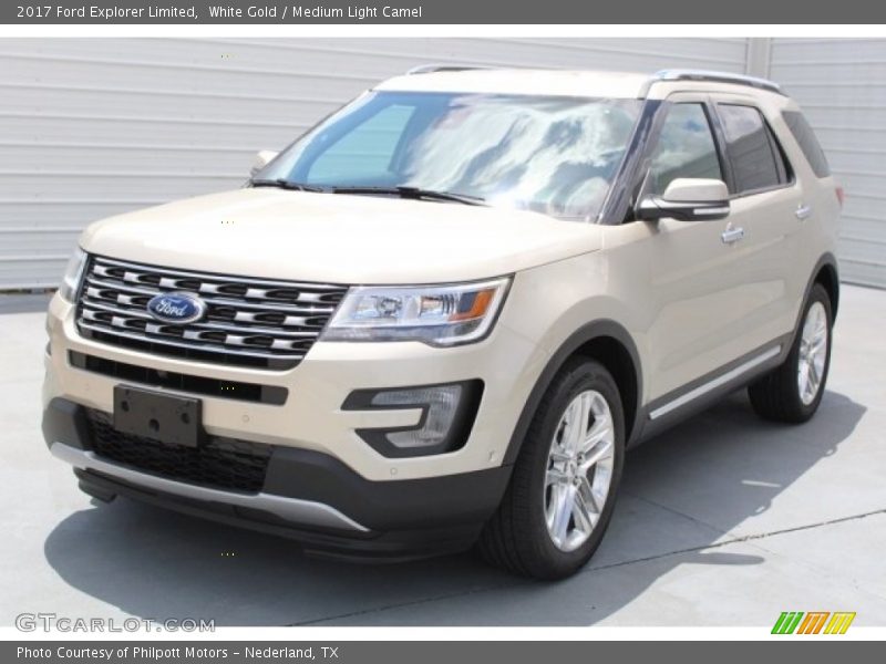 White Gold / Medium Light Camel 2017 Ford Explorer Limited