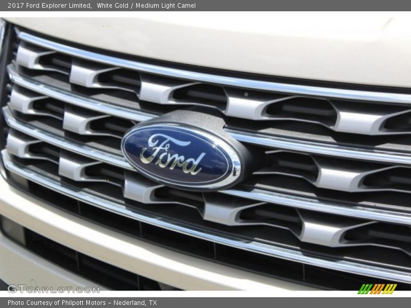 White Gold / Medium Light Camel 2017 Ford Explorer Limited