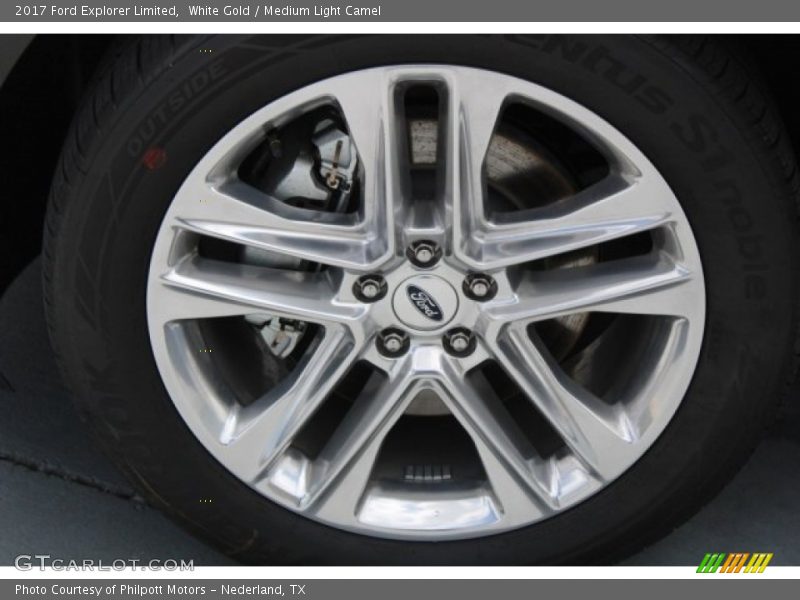White Gold / Medium Light Camel 2017 Ford Explorer Limited