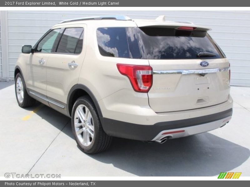 White Gold / Medium Light Camel 2017 Ford Explorer Limited