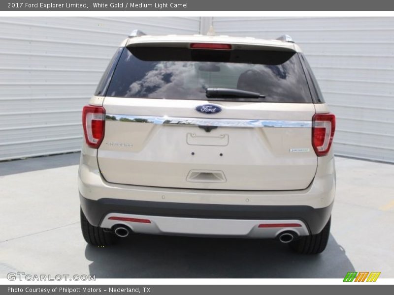White Gold / Medium Light Camel 2017 Ford Explorer Limited