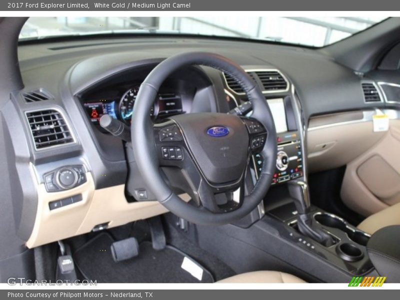 White Gold / Medium Light Camel 2017 Ford Explorer Limited