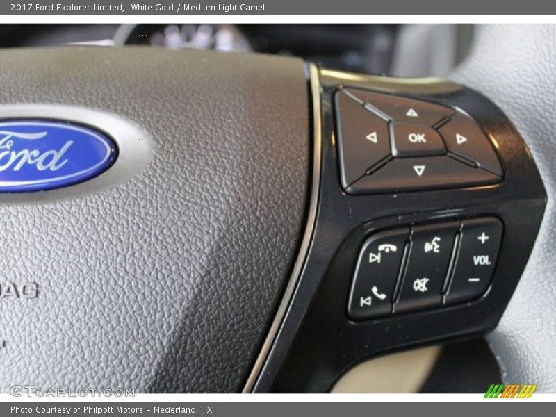 White Gold / Medium Light Camel 2017 Ford Explorer Limited