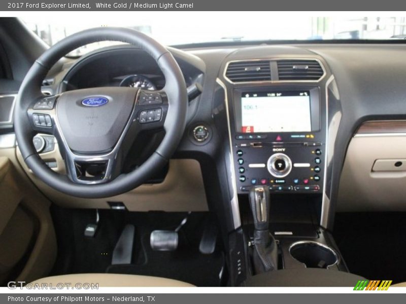 White Gold / Medium Light Camel 2017 Ford Explorer Limited