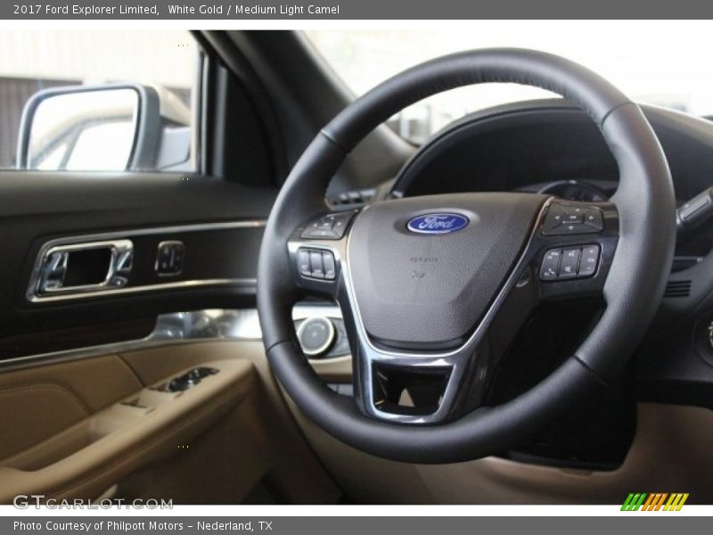 White Gold / Medium Light Camel 2017 Ford Explorer Limited