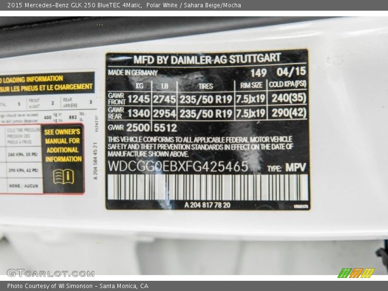 Polar White / Sahara Beige/Mocha 2015 Mercedes-Benz GLK 250 BlueTEC 4Matic