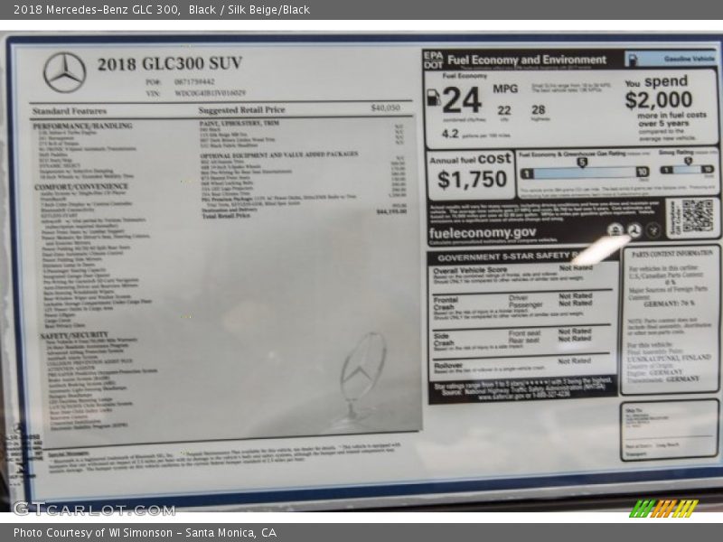 Black / Silk Beige/Black 2018 Mercedes-Benz GLC 300