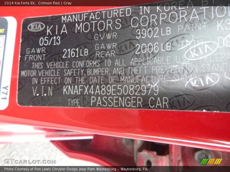 Crimson Red / Gray 2014 Kia Forte EX