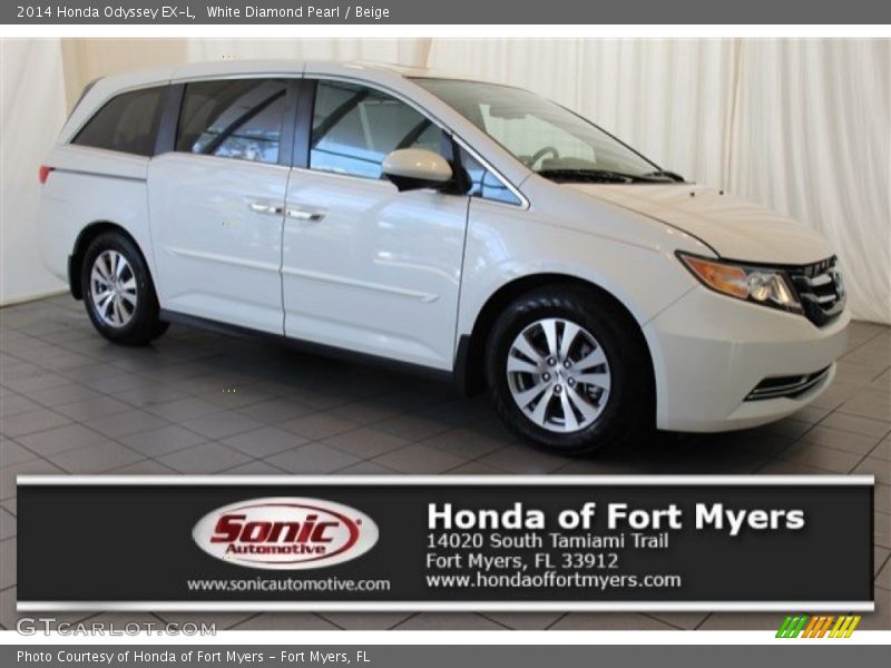 White Diamond Pearl / Beige 2014 Honda Odyssey EX-L
