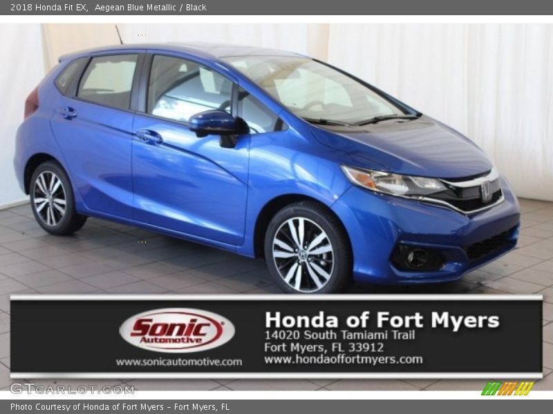 Aegean Blue Metallic / Black 2018 Honda Fit EX