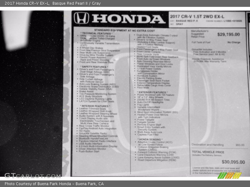 Basque Red Pearl II / Gray 2017 Honda CR-V EX-L