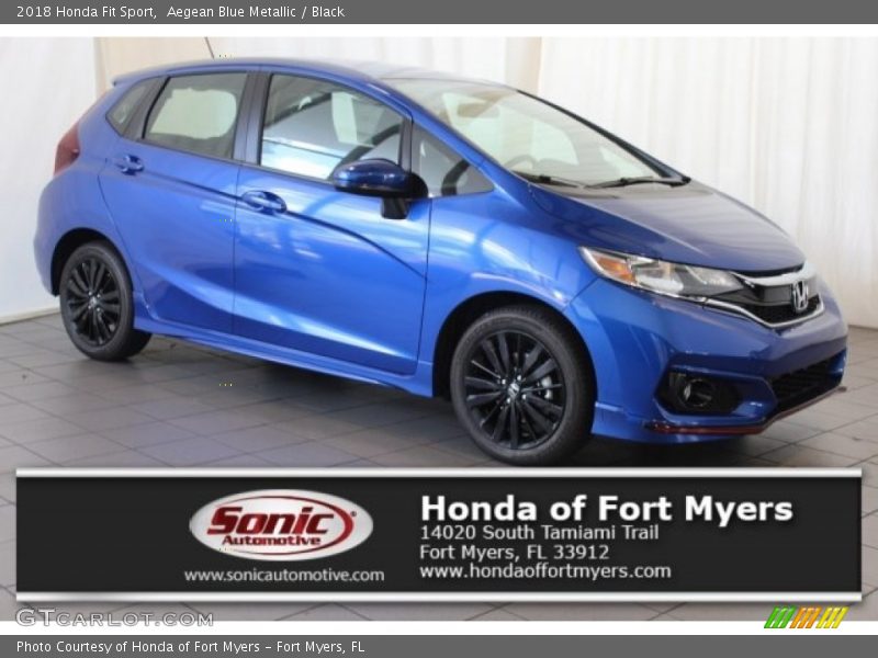 Aegean Blue Metallic / Black 2018 Honda Fit Sport