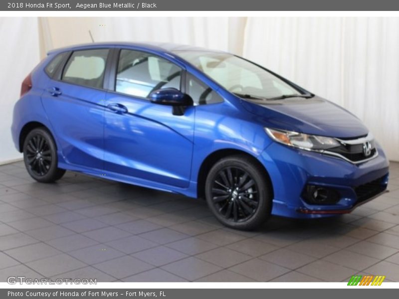 Aegean Blue Metallic / Black 2018 Honda Fit Sport