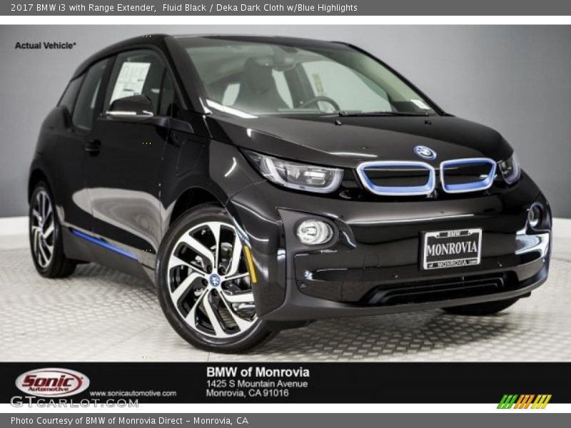 Fluid Black / Deka Dark Cloth w/Blue Highlights 2017 BMW i3 with Range Extender