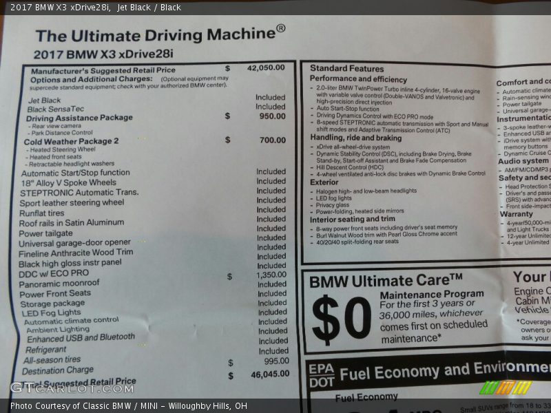 Jet Black / Black 2017 BMW X3 xDrive28i