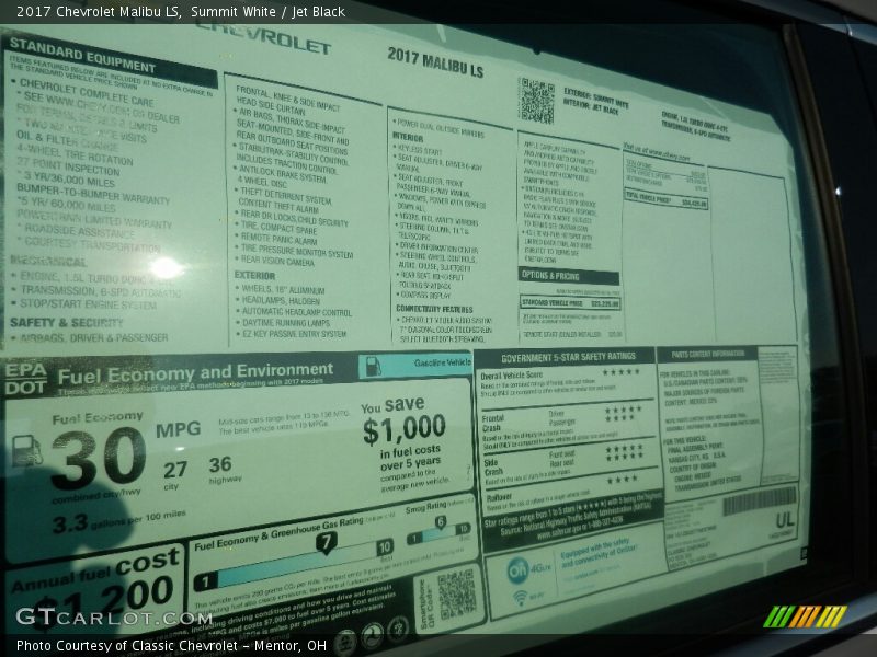 Summit White / Jet Black 2017 Chevrolet Malibu LS