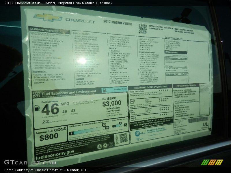 Nightfall Gray Metallic / Jet Black 2017 Chevrolet Malibu Hybrid