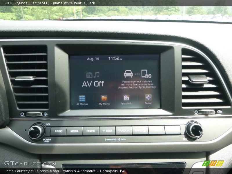 Quartz White Pearl / Black 2018 Hyundai Elantra SEL