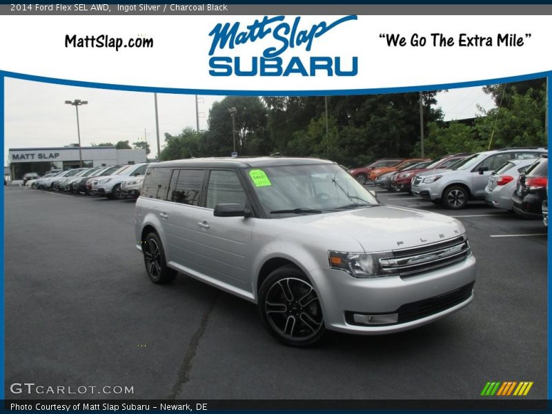 Ingot Silver / Charcoal Black 2014 Ford Flex SEL AWD