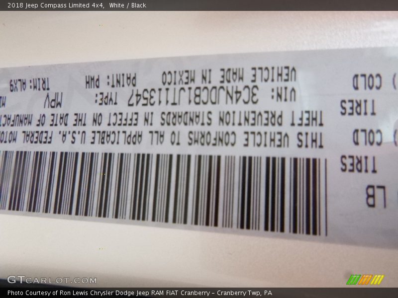 White / Black 2018 Jeep Compass Limited 4x4