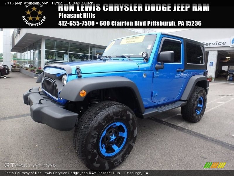 Hydro Blue Pearl / Black 2016 Jeep Wrangler Sport
