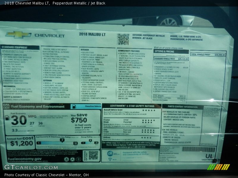 Pepperdust Metallic / Jet Black 2018 Chevrolet Malibu LT