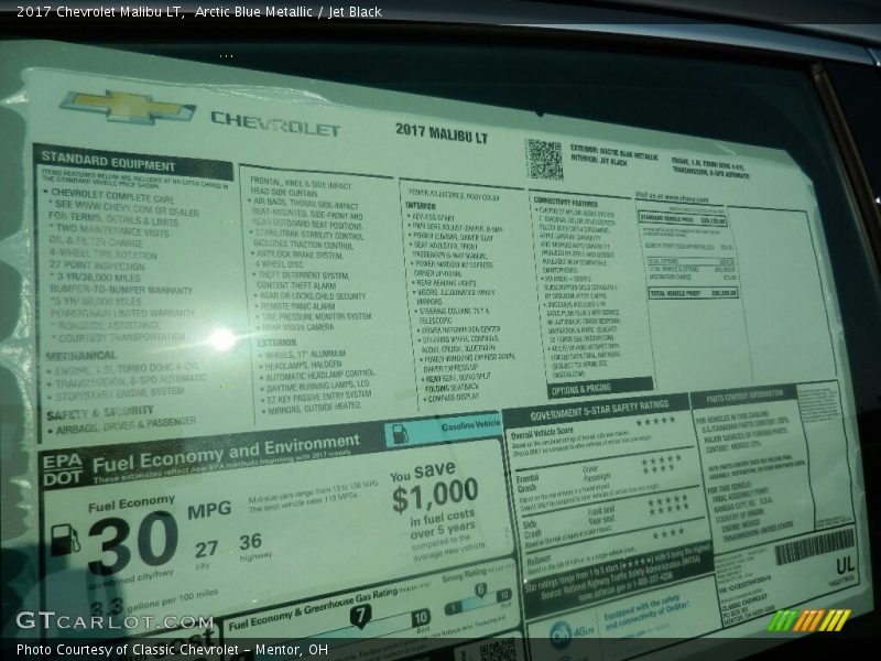 Arctic Blue Metallic / Jet Black 2017 Chevrolet Malibu LT