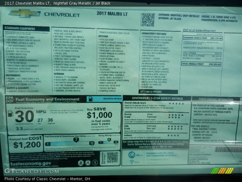 Nightfall Gray Metallic / Jet Black 2017 Chevrolet Malibu LT