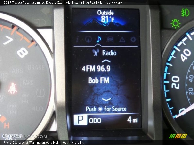 Blazing Blue Pearl / Limited Hickory 2017 Toyota Tacoma Limited Double Cab 4x4