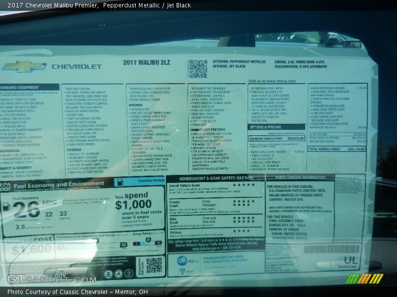 Pepperdust Metallic / Jet Black 2017 Chevrolet Malibu Premier