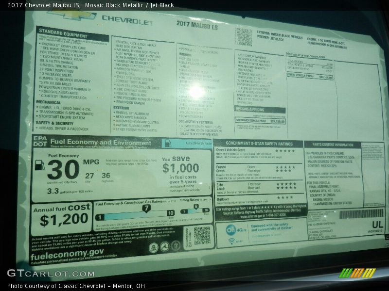 Mosaic Black Metallic / Jet Black 2017 Chevrolet Malibu LS