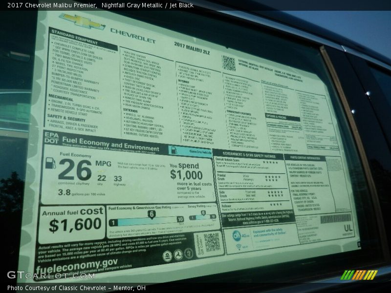 Nightfall Gray Metallic / Jet Black 2017 Chevrolet Malibu Premier