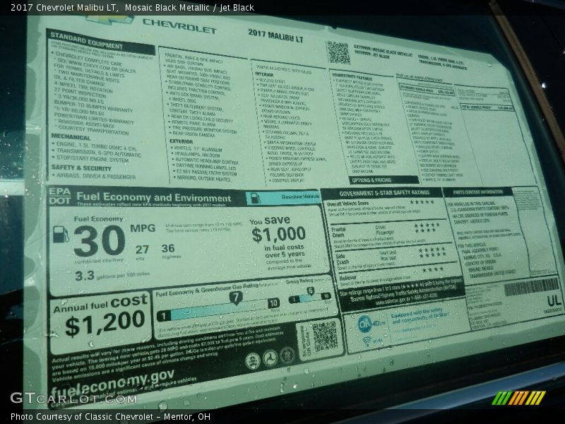 Mosaic Black Metallic / Jet Black 2017 Chevrolet Malibu LT