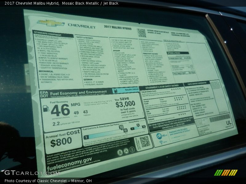 Mosaic Black Metallic / Jet Black 2017 Chevrolet Malibu Hybrid